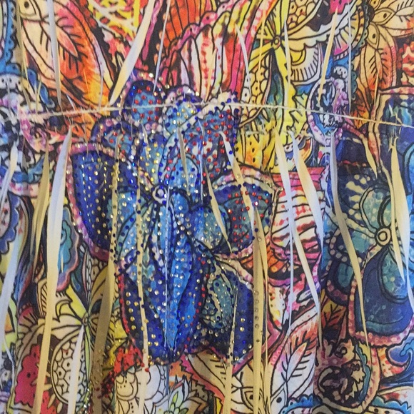 Style Biz Inc Print Mini Dress Crystals Size L - Picture 6 of 7